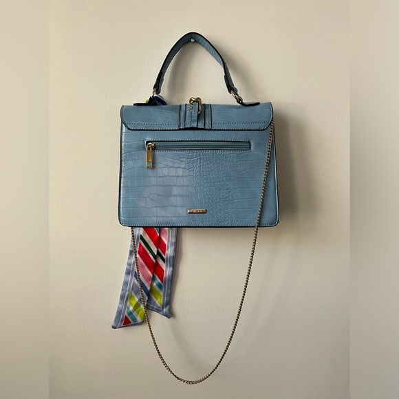 Aldo Glenda Crocodile Embossed Light Blue Shoulder Bag - Picture 3 of 7